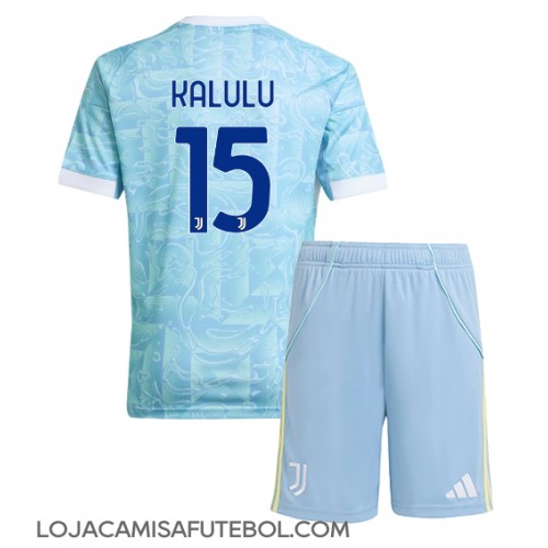 Camisa de Futebol Juventus Pierre Kalulu #15 Equipamento Secundário Infantil 2025-26 Manga Curta (+ Calças curtas)